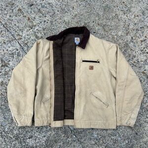 Vintage Carhartt Detroit BlanketLined Duck Canvas Tan Jacket SizeXL J97 WNB